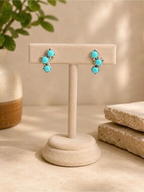 Native Made Kingman Turquoise Crawler Stud Earrings - Women Jewelry